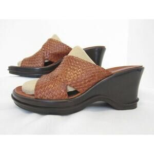 Clarks Indigo Saddle Woven Leather Chunky Platform Wedge Comfort Sandals 9.5M